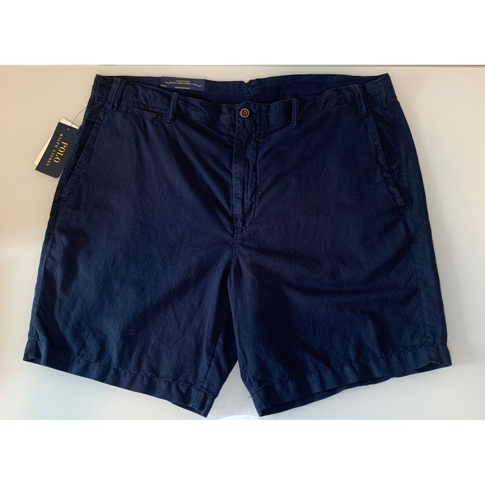 Polo Ralph Lauren Men's 40 Linen Blend Shorts‎ Straight Fit Navy Blue NWT